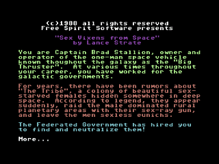 Sex Vixens from Space title screen for Commodore 64